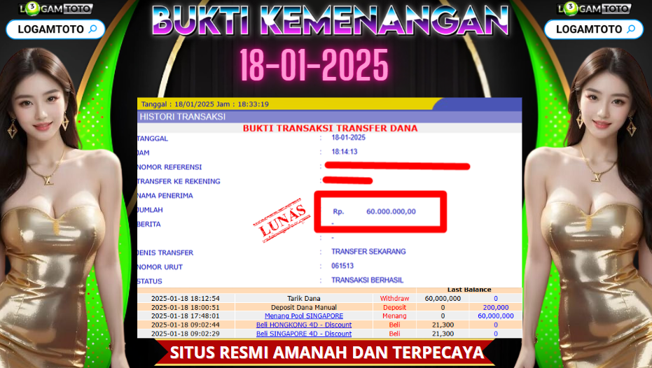 SELAMAT KEPADA MEMBER SETIA LOGAMTOTO BERHASIL JACKPOT DI PERMAINAN TOGEL SINGAPORE POOLS